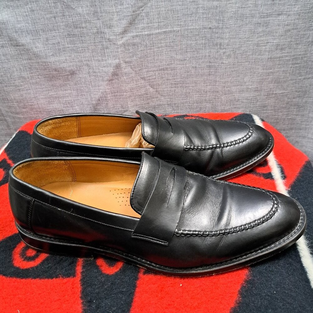 %Size 10 Alan Payne Black Leather Dress Penny Loafers Men's Shoes / D5 - Picture 2 of 13